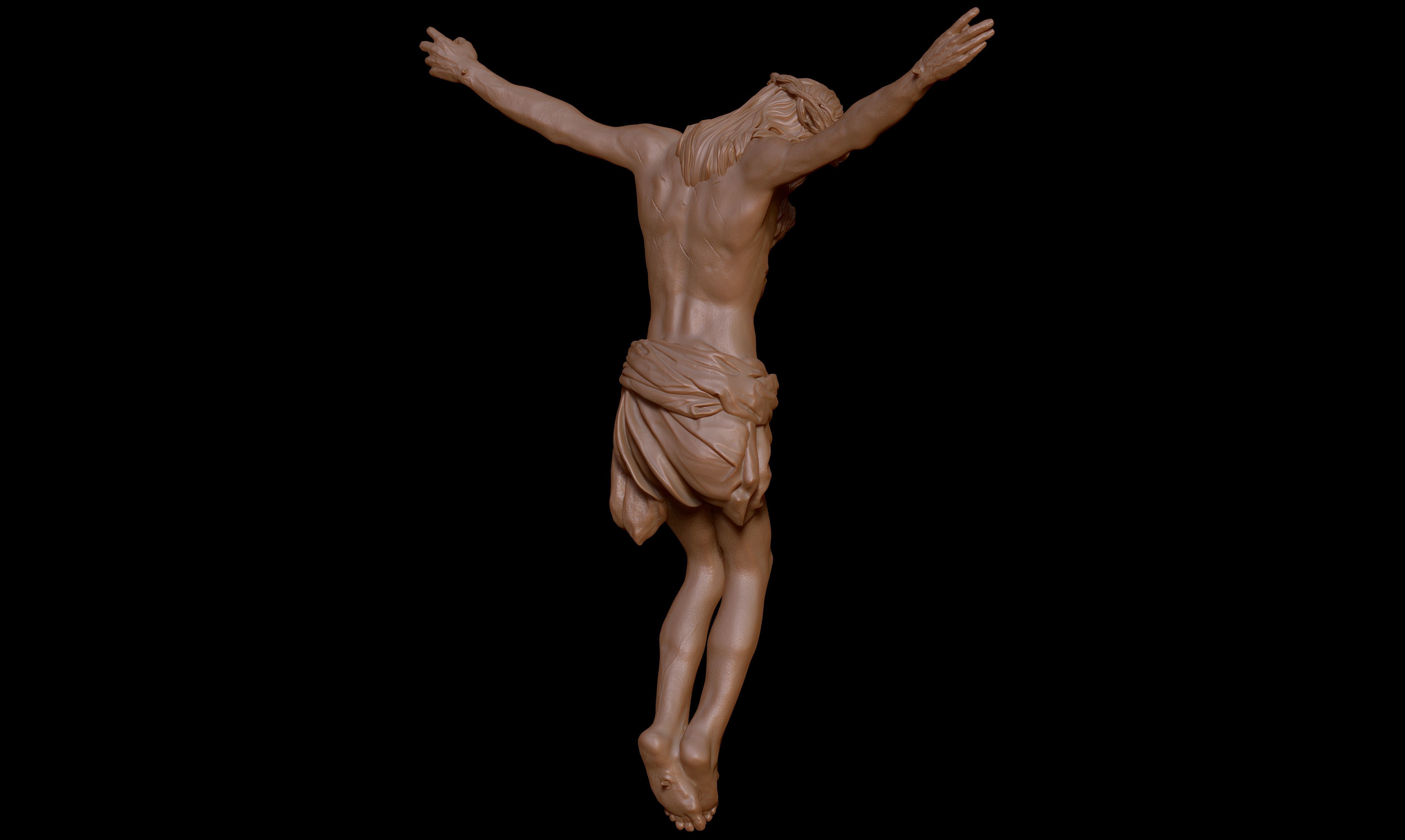 Crucifix Statue - Jesus Christ Sculpture  3D print model_21