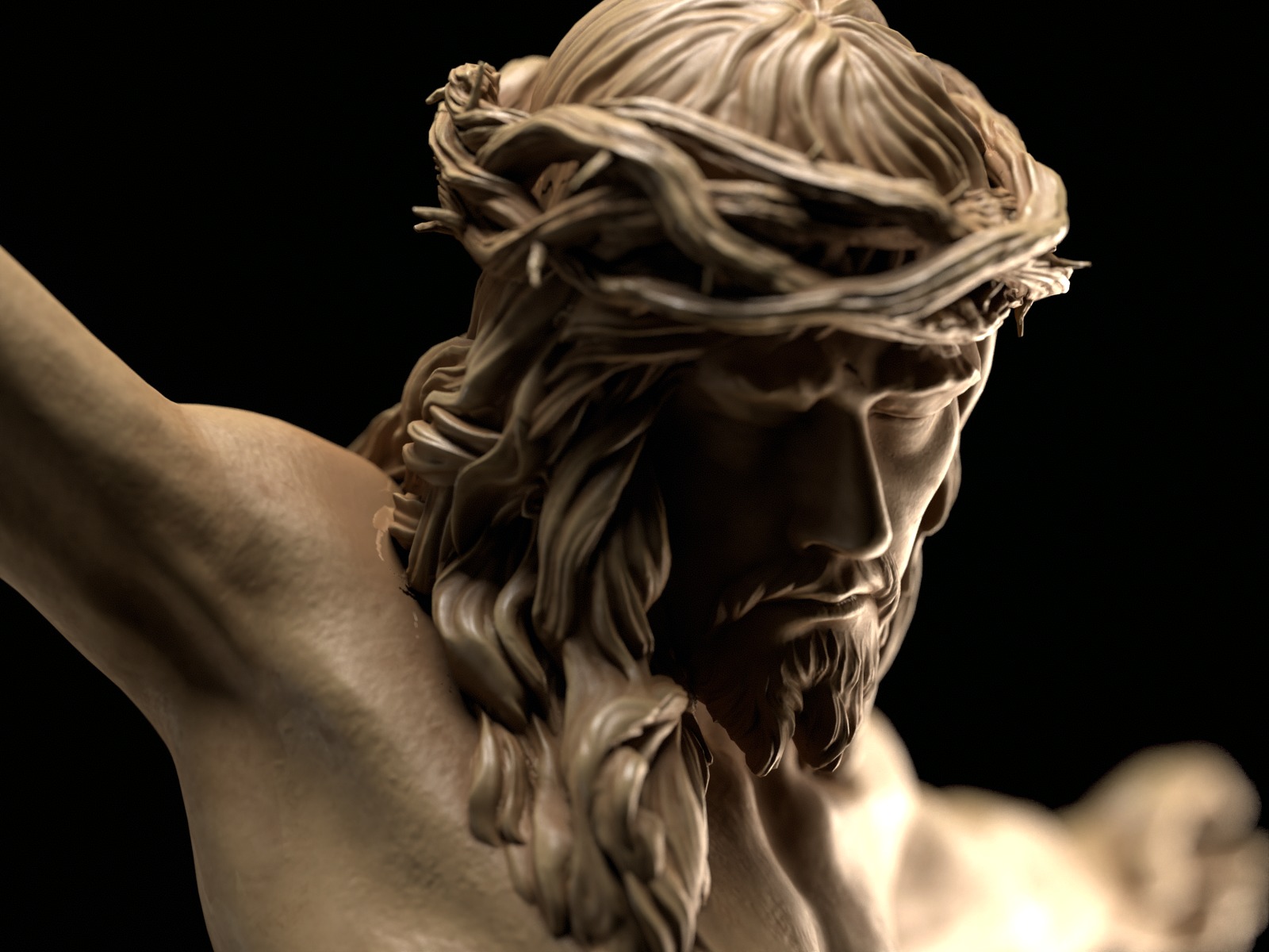 Crucifix Statue - Jesus Christ Sculpture  3D print model_11