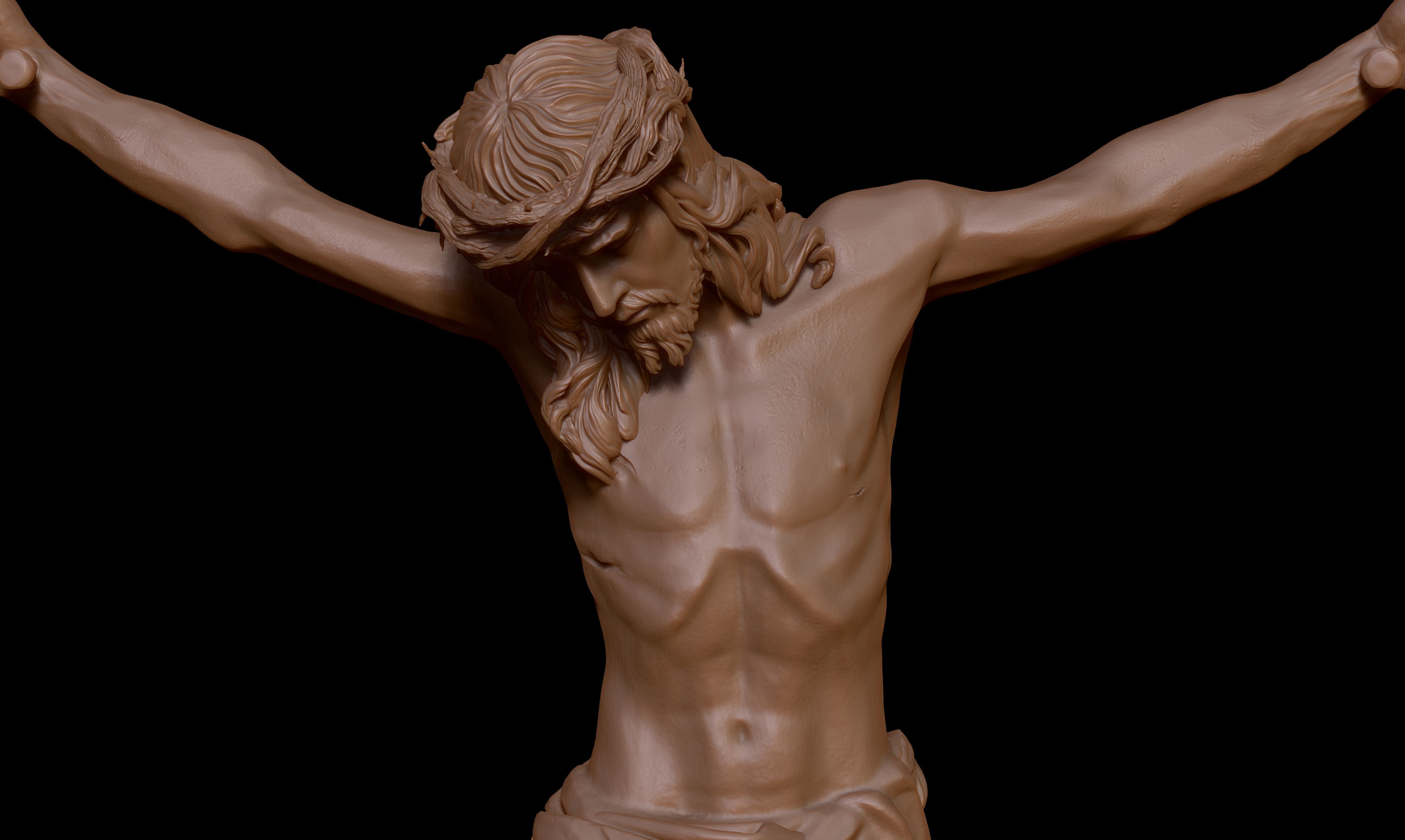 Crucifix Statue - Jesus Christ Sculpture  3D print model_16
