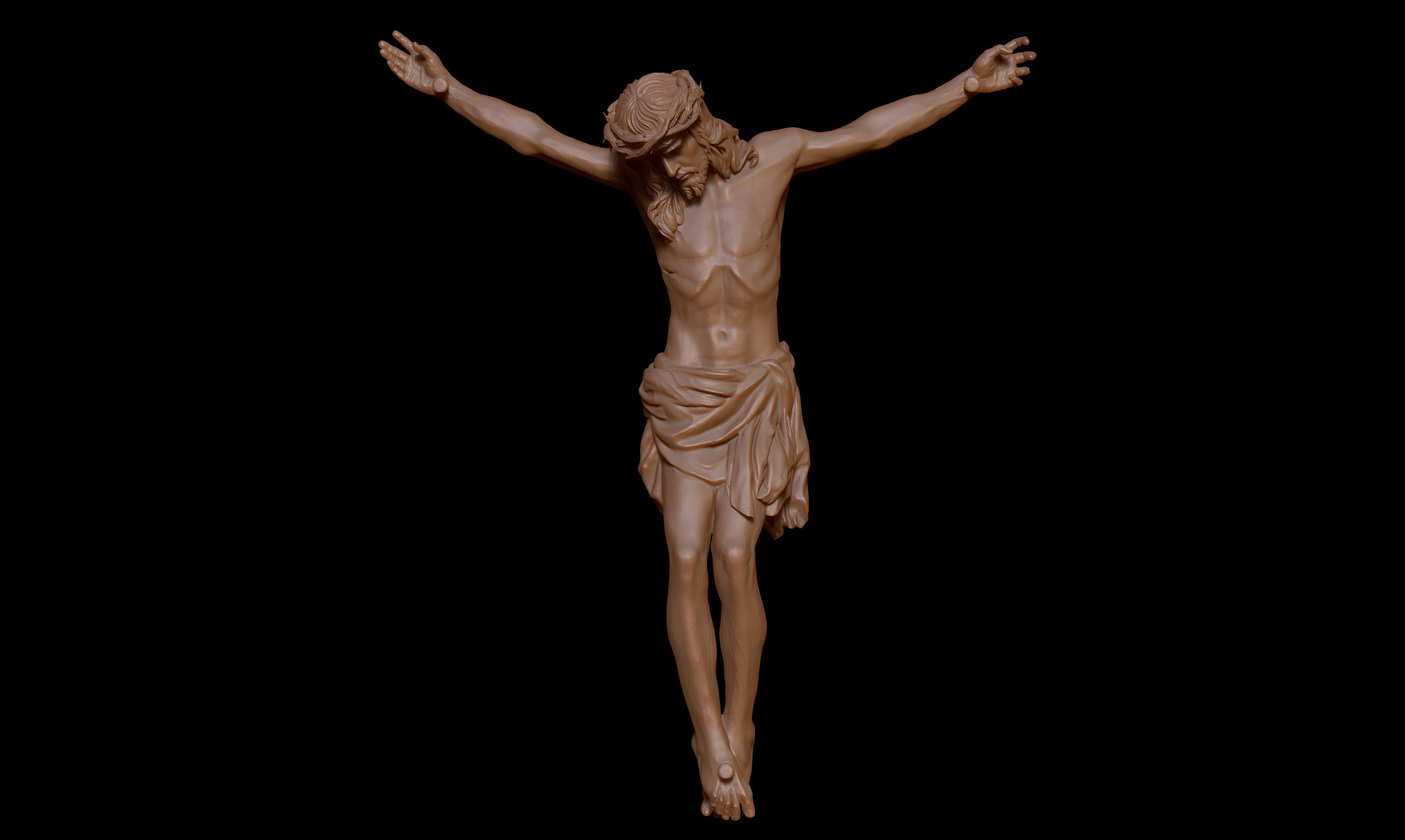 Crucifix Statue - Jesus Christ Sculpture  3D print model_18