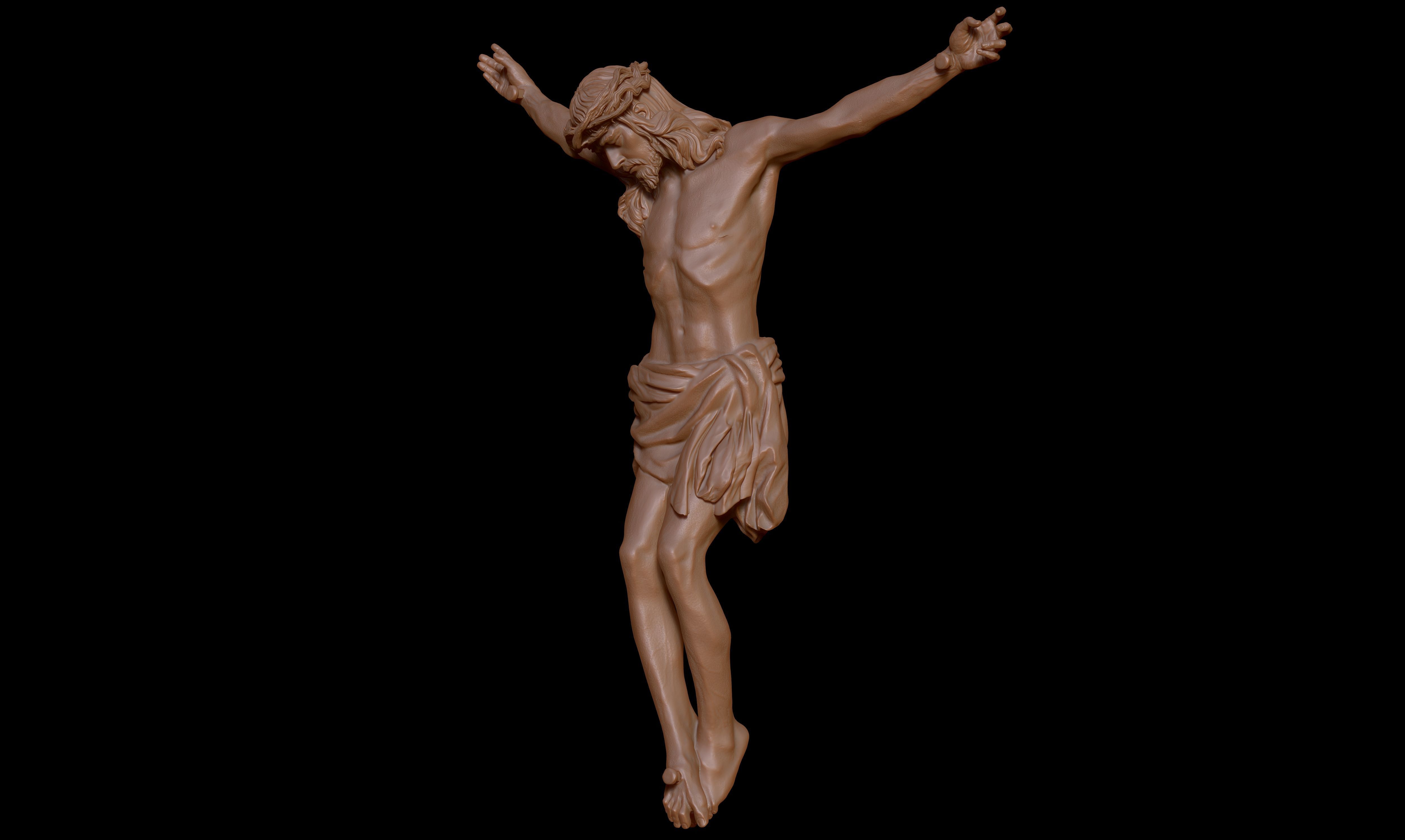 Crucifix Statue - Jesus Christ Sculpture  3D print model_25