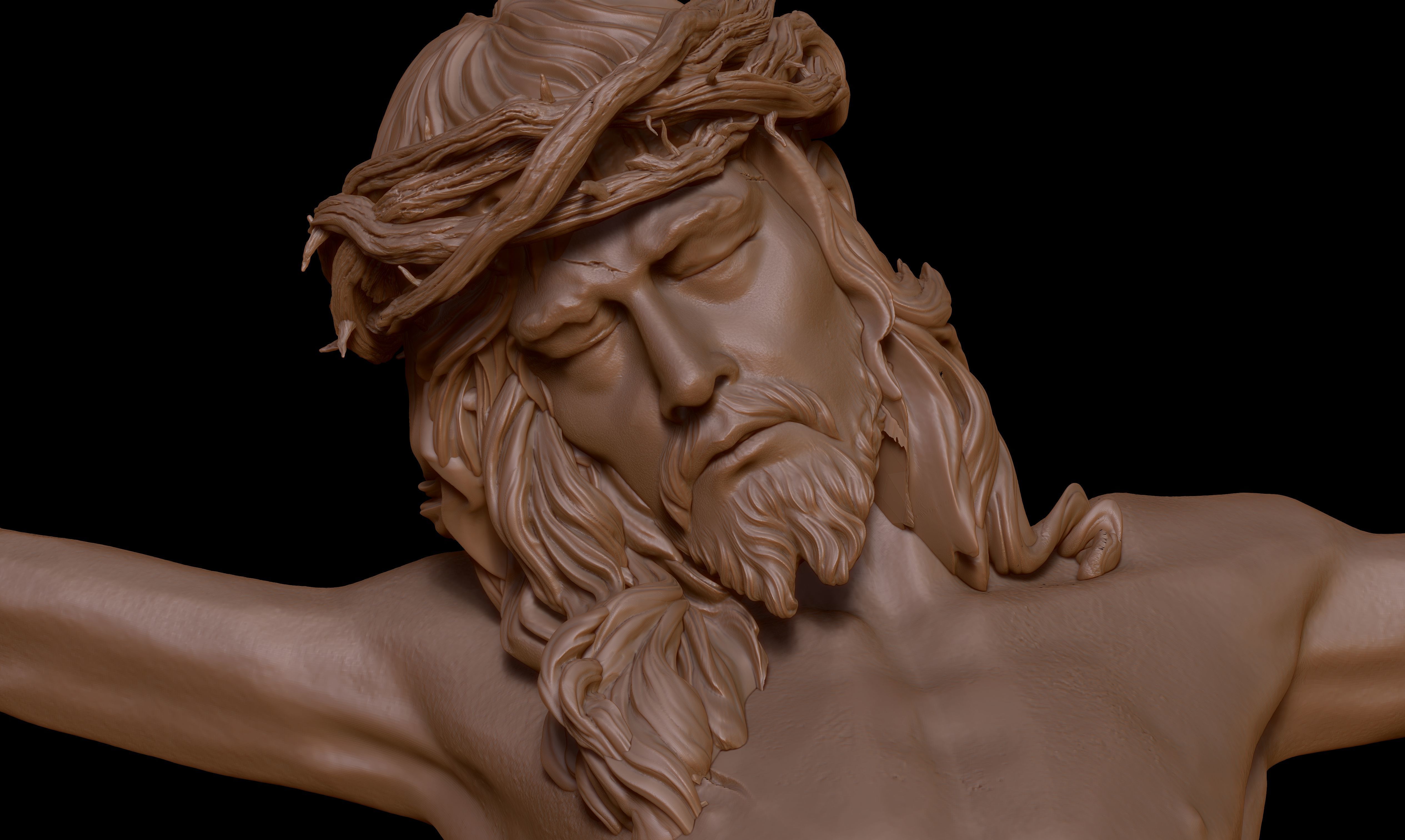 Crucifix Statue - Jesus Christ Sculpture  3D print model_17