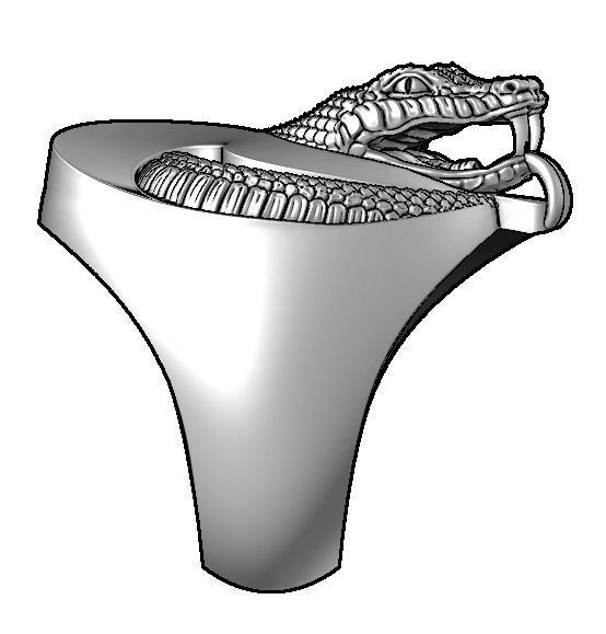 Snake yin yang ring 3D print model_8