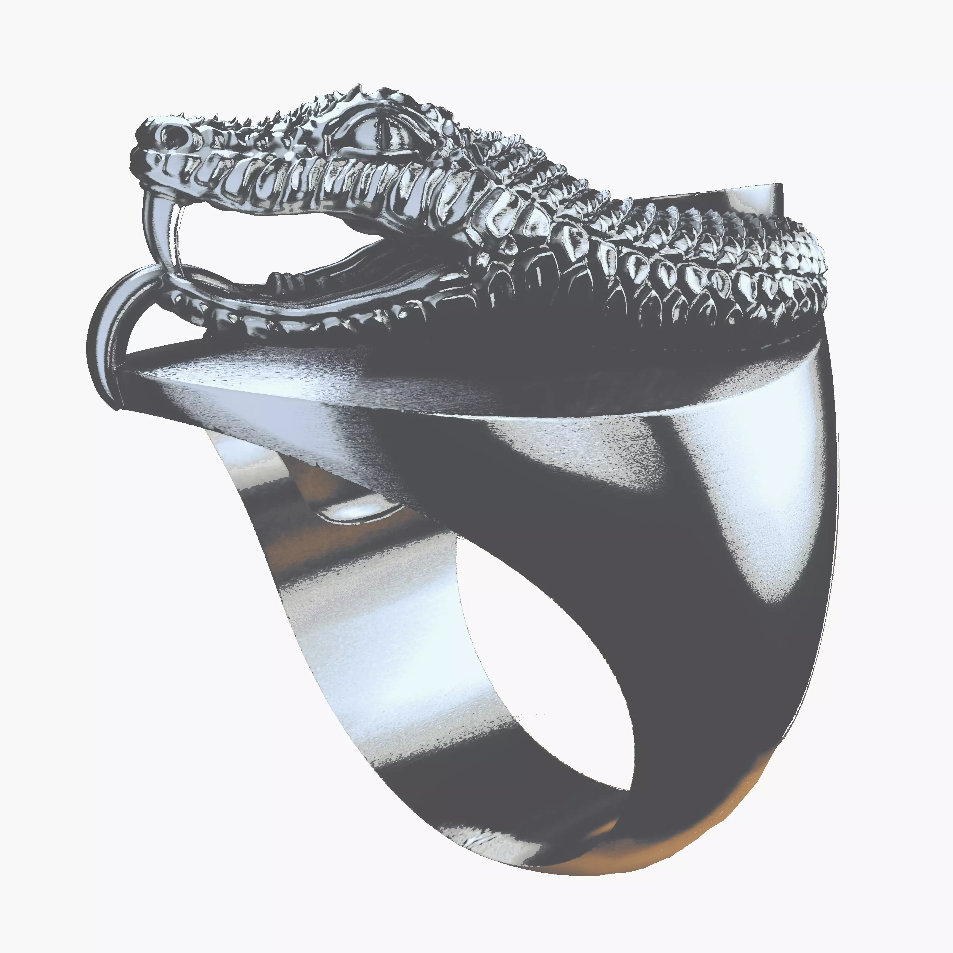 Snake yin yang ring 3D print model_0