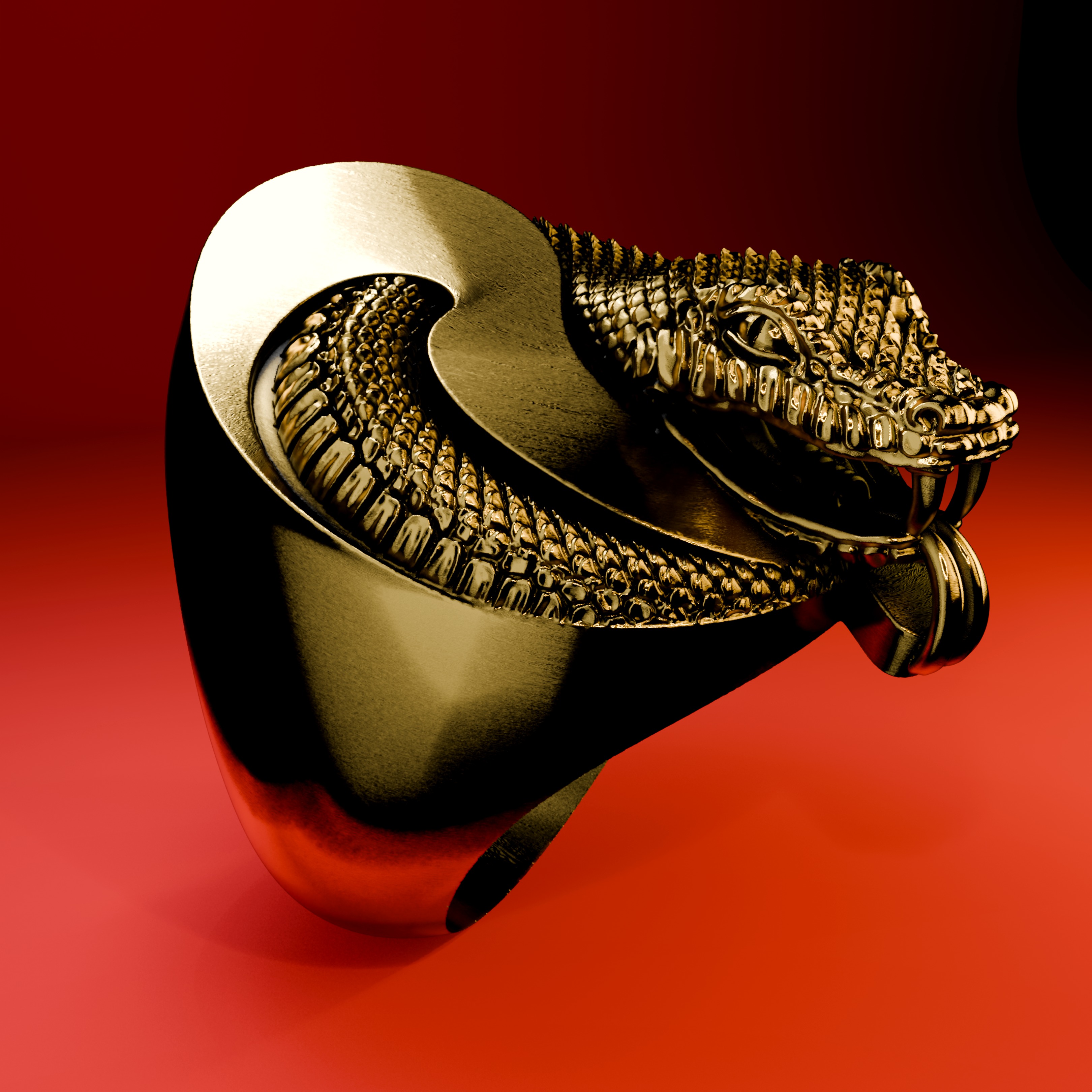 Snake yin yang ring 3D print model_2