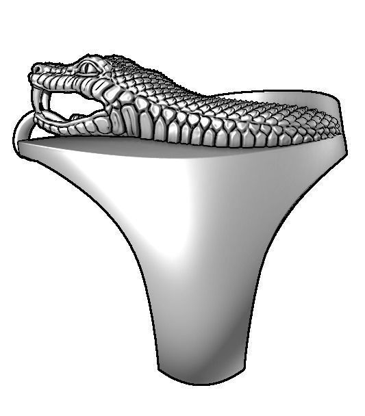 Snake yin yang ring 3D print model_4