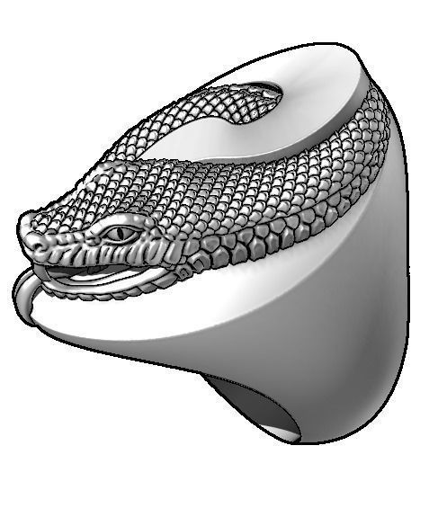 Snake yin yang ring 3D print model_7