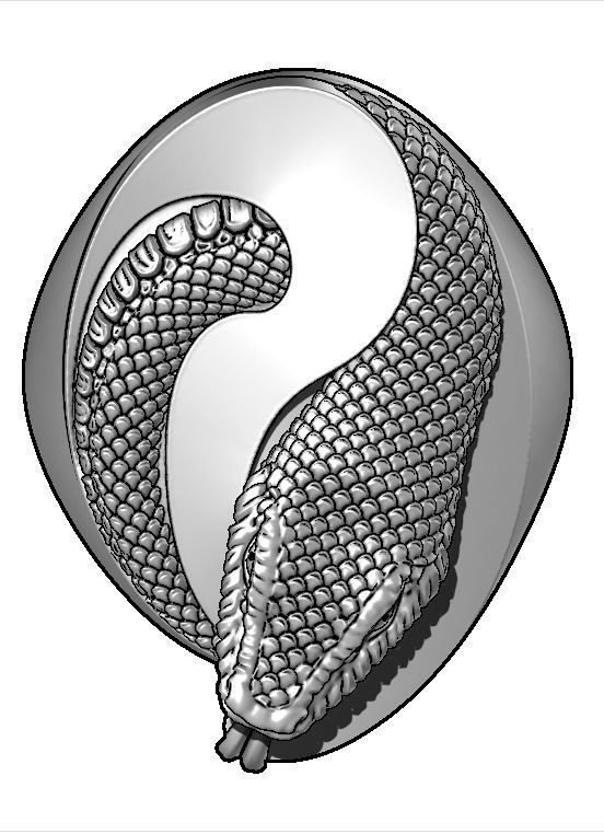 Snake yin yang ring 3D print model_5