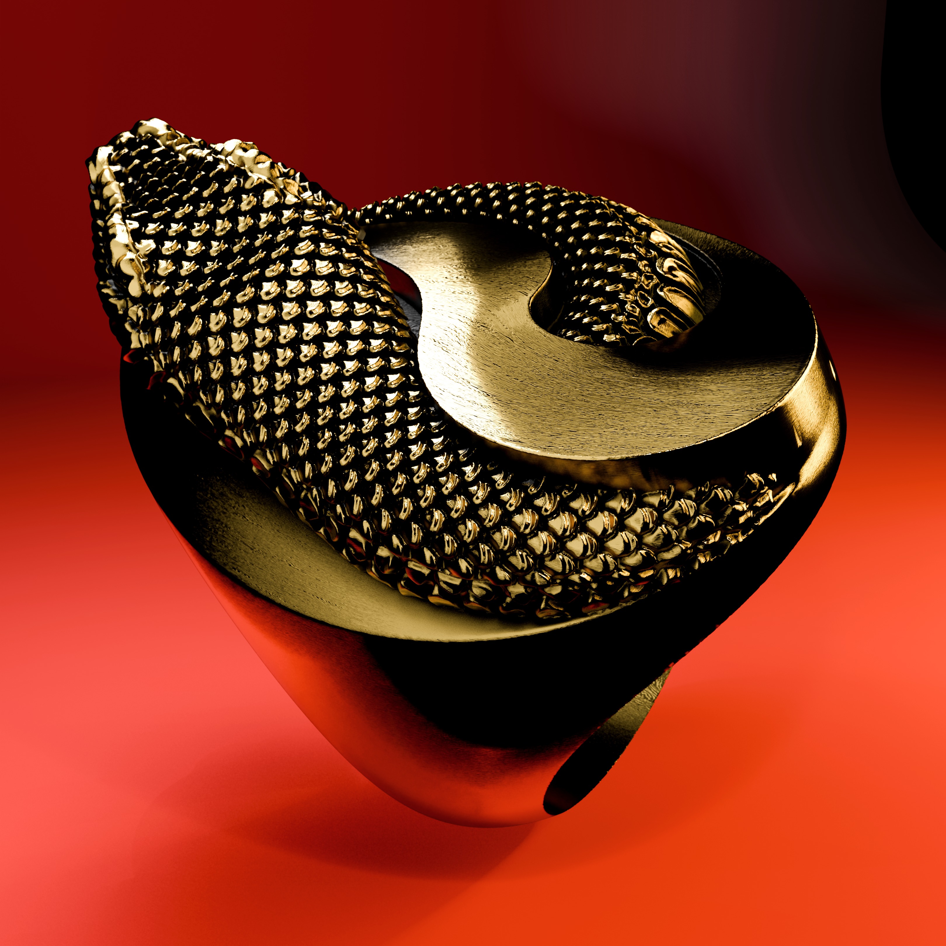Snake yin yang ring 3D print model_3