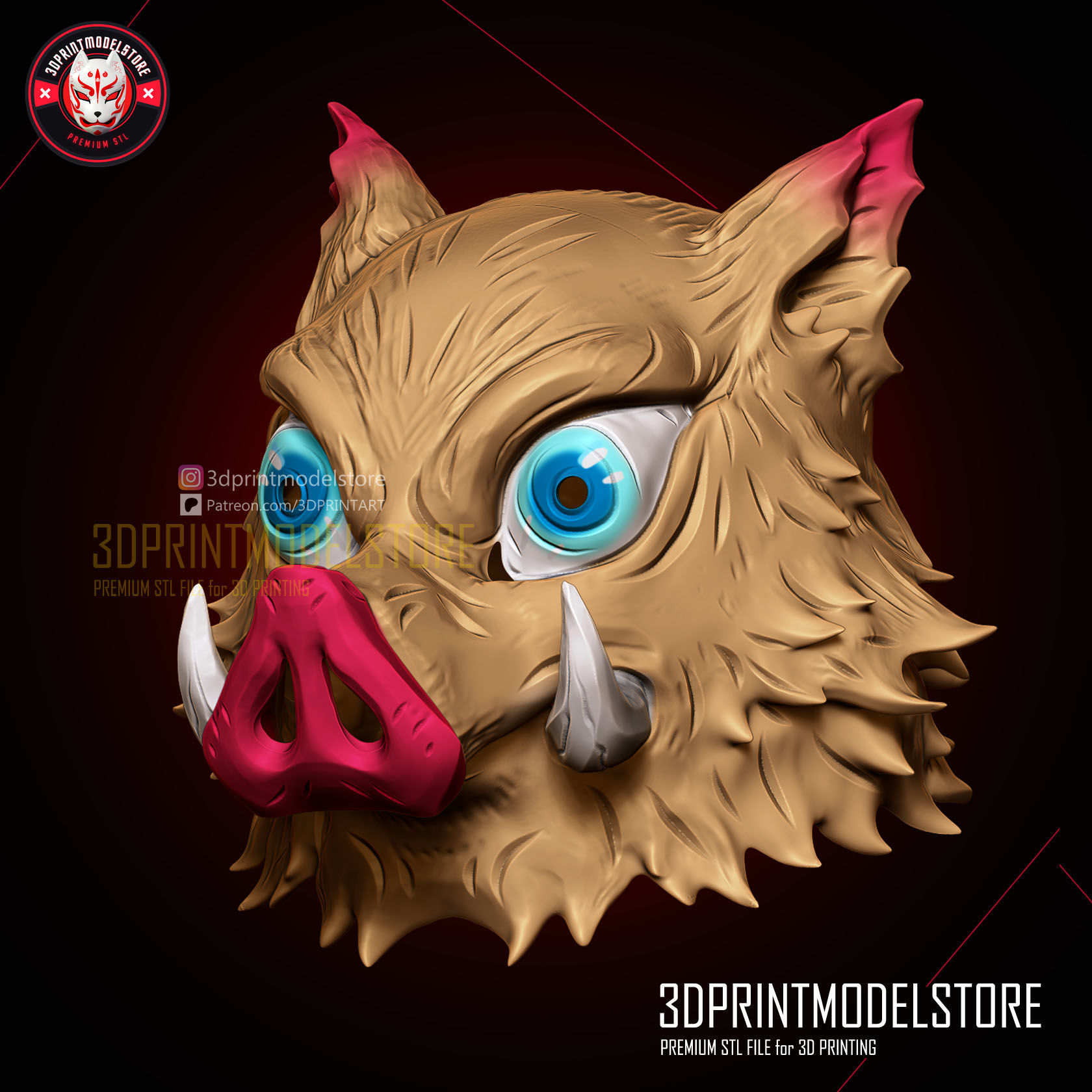 Demon Slayer Inosuke Mask - Kimetsu no Yaiba Cosplay 3D print model_1