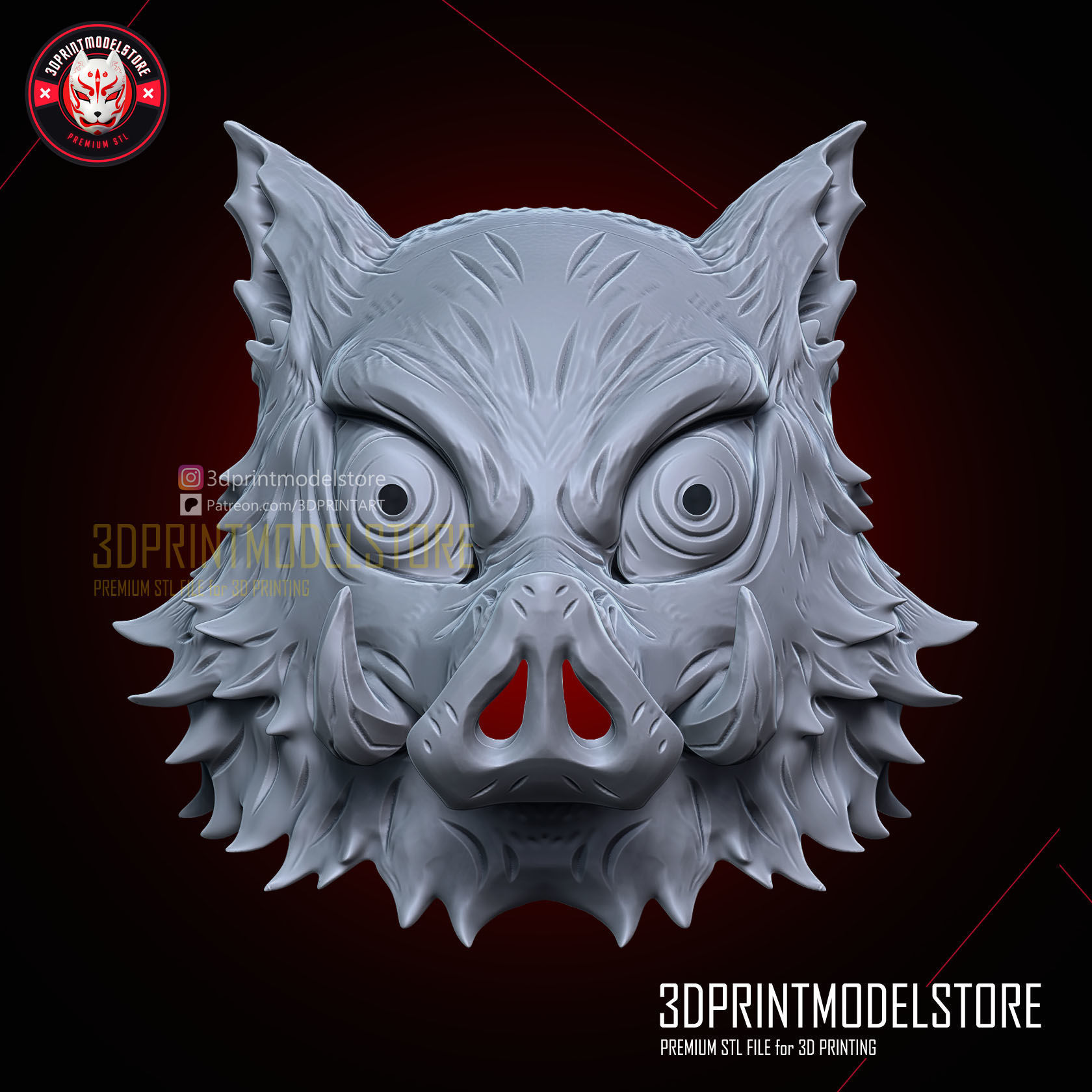 Demon Slayer Inosuke Mask - Kimetsu no Yaiba Cosplay 3D print model_5