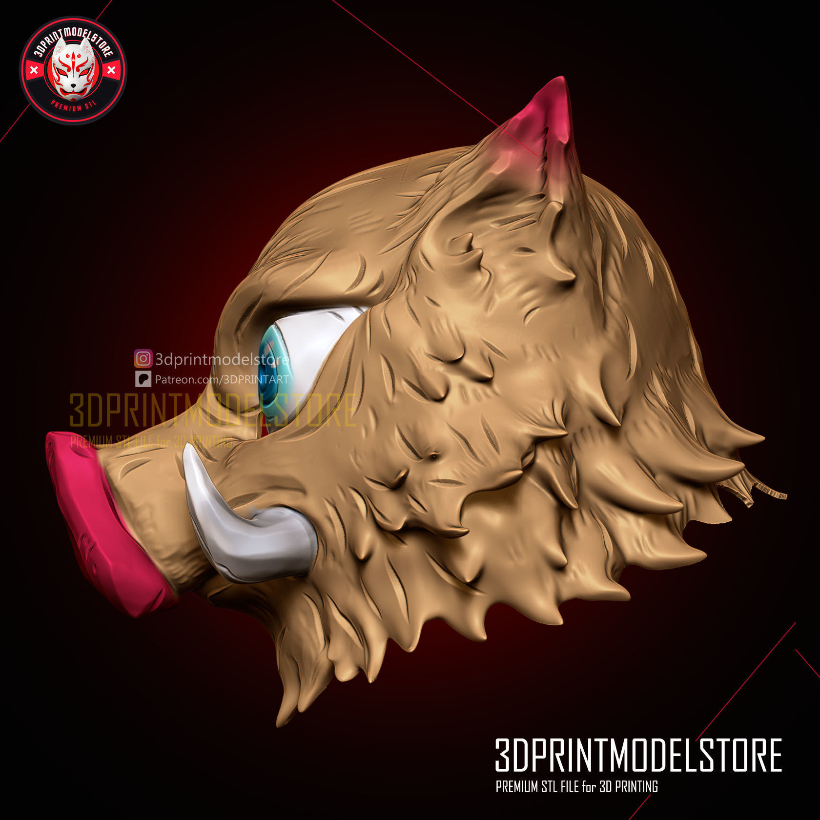 Demon Slayer Inosuke Mask - Kimetsu no Yaiba Cosplay 3D print model_2
