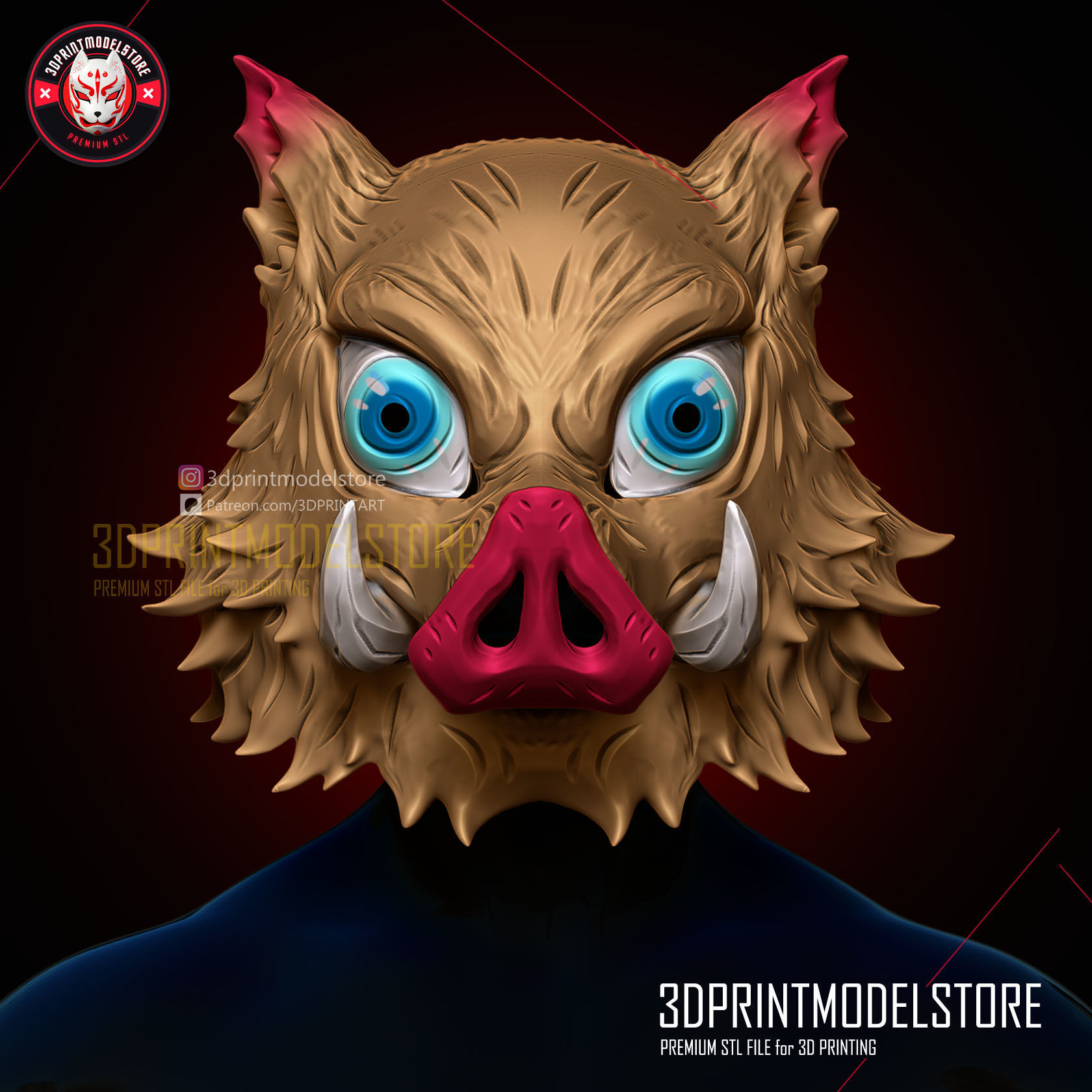 Demon Slayer Inosuke Mask - Kimetsu no Yaiba Cosplay 3D print model_4
