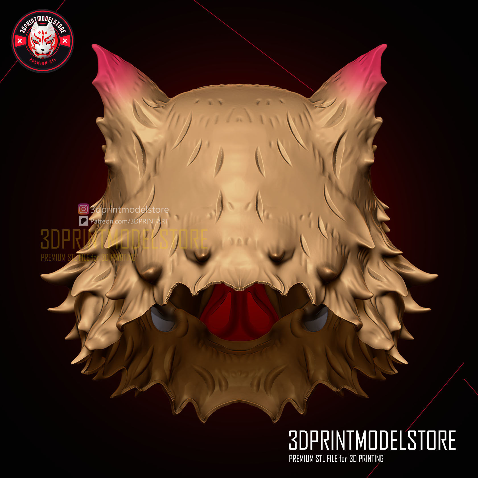 Demon Slayer Inosuke Mask - Kimetsu no Yaiba Cosplay 3D print model_3