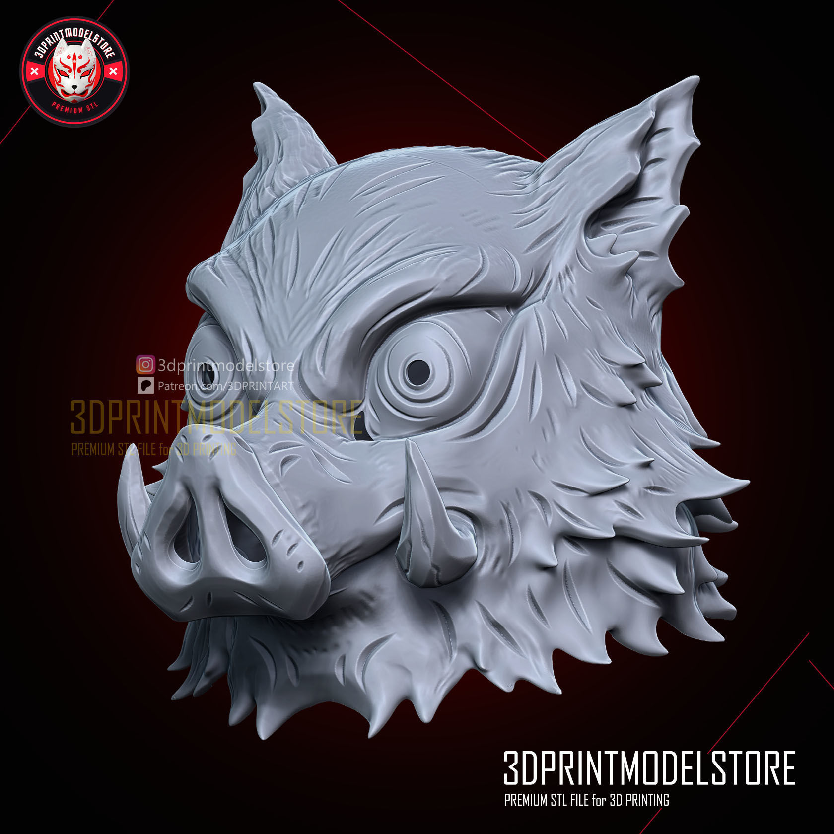 Demon Slayer Inosuke Mask - Kimetsu no Yaiba Cosplay 3D print model_6