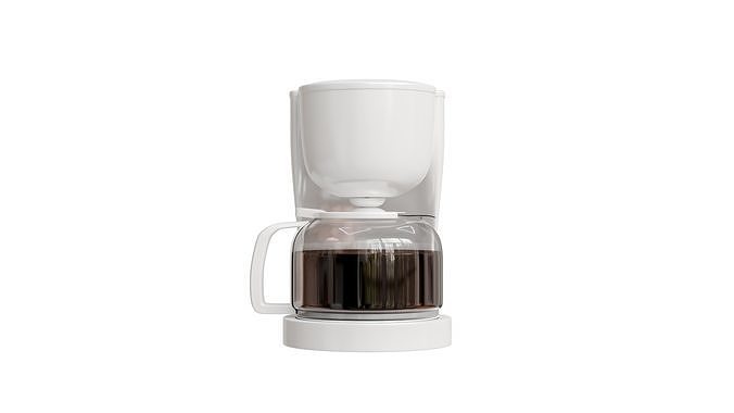 A minimal white coffee maker 3D model