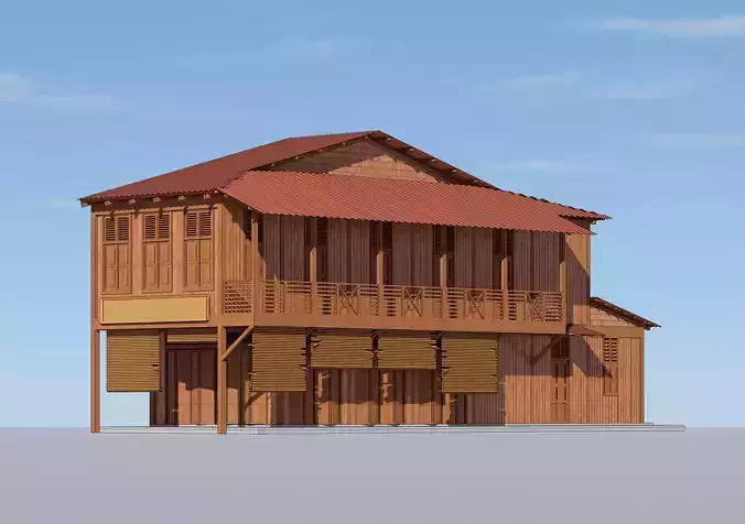 Malaysia Shophouse Corner 1690 3D model