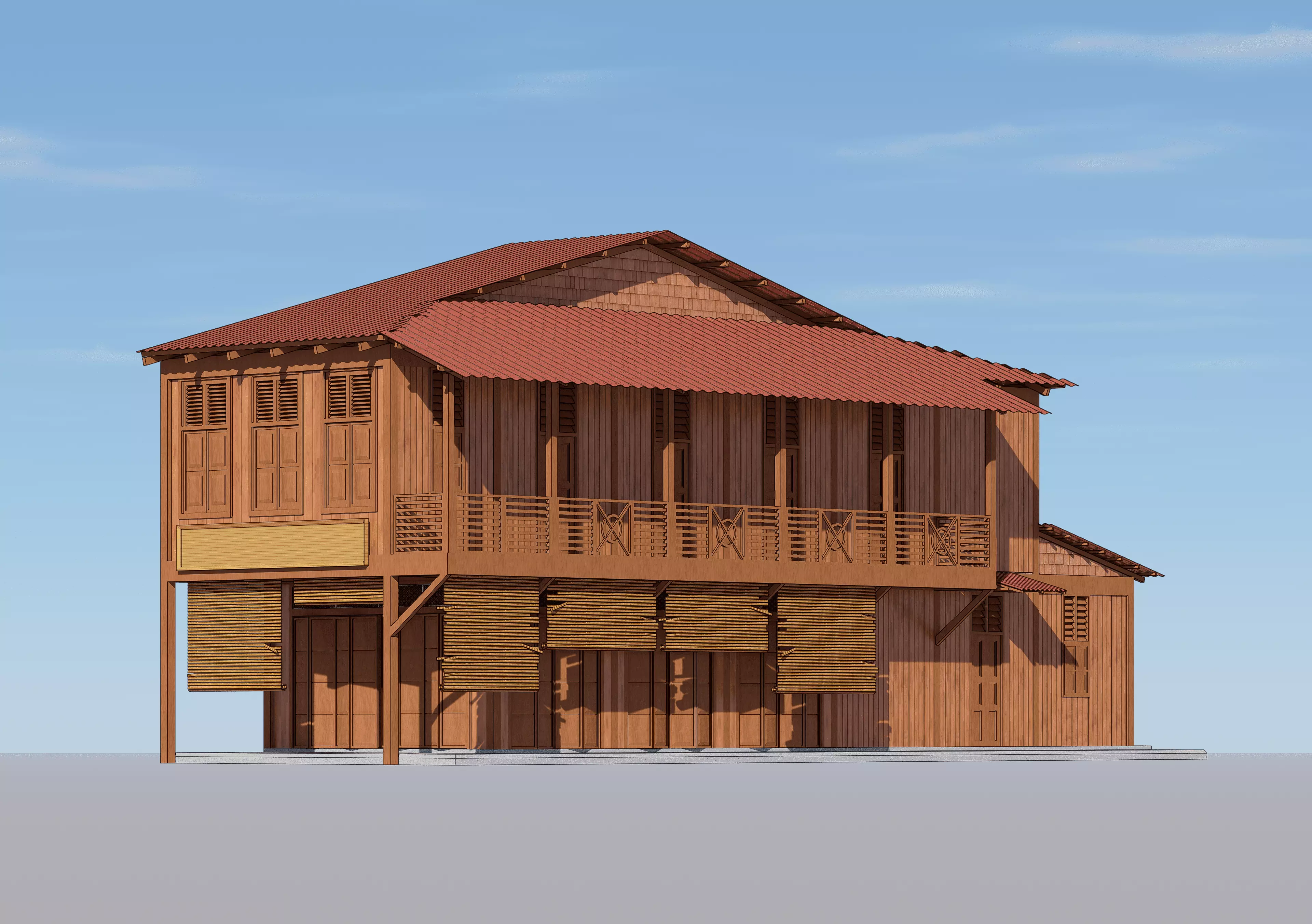 Malaysia Shophouse Corner 1690 Asian Heritage Building 3D model