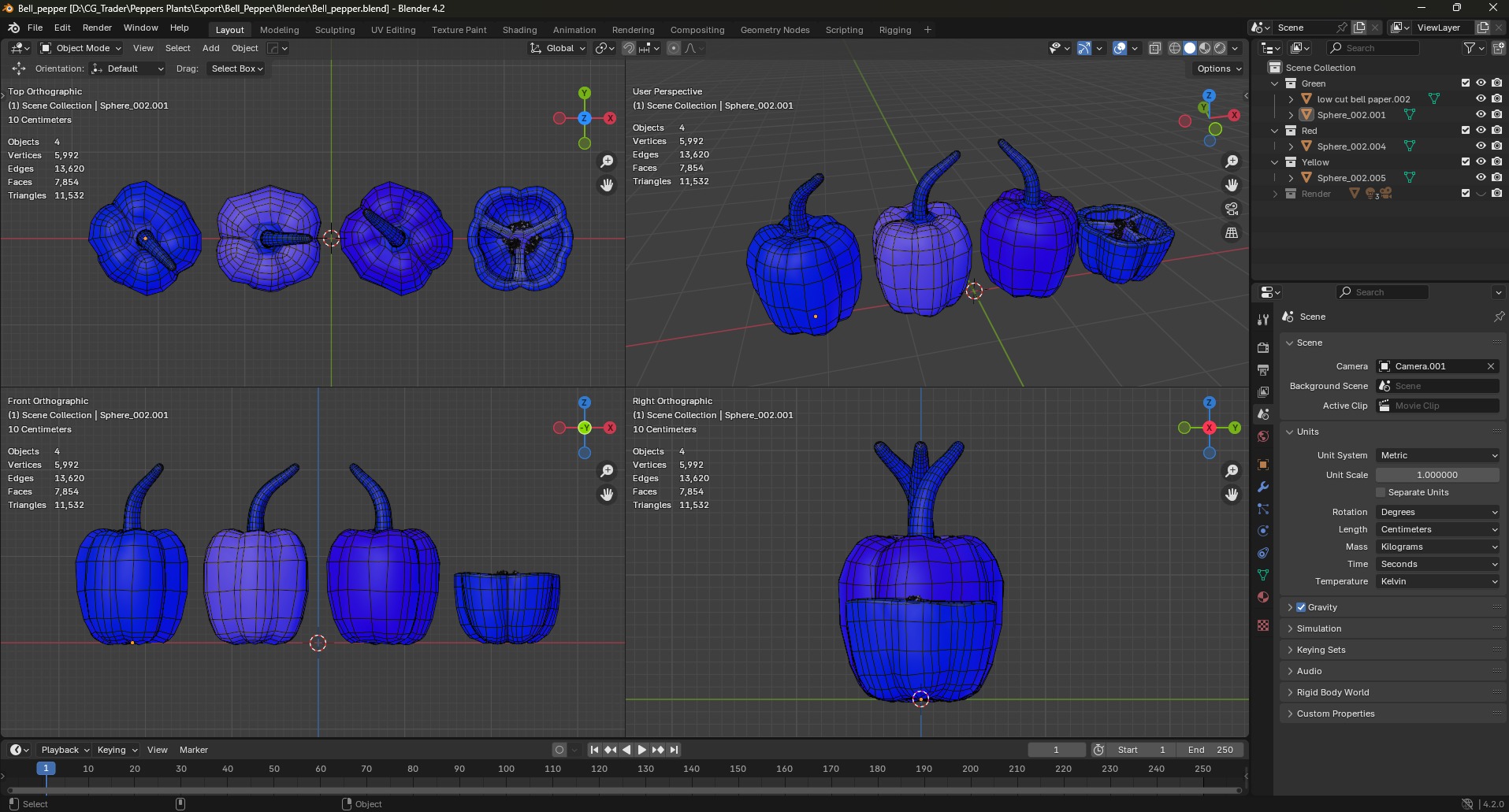 Bell Pepper Low Poly realistic 3d model for game Low-poly 3D model_14