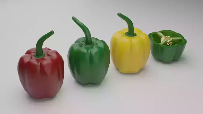 Bell Pepper Low Poly realistic 3d model for game Low-poly 3D model