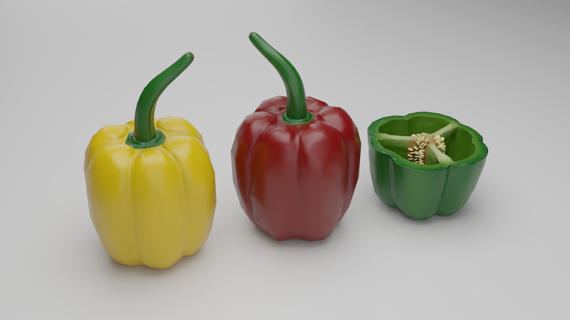 Bell Pepper Low Poly realistic 3d model for game Low-poly 3D model_2