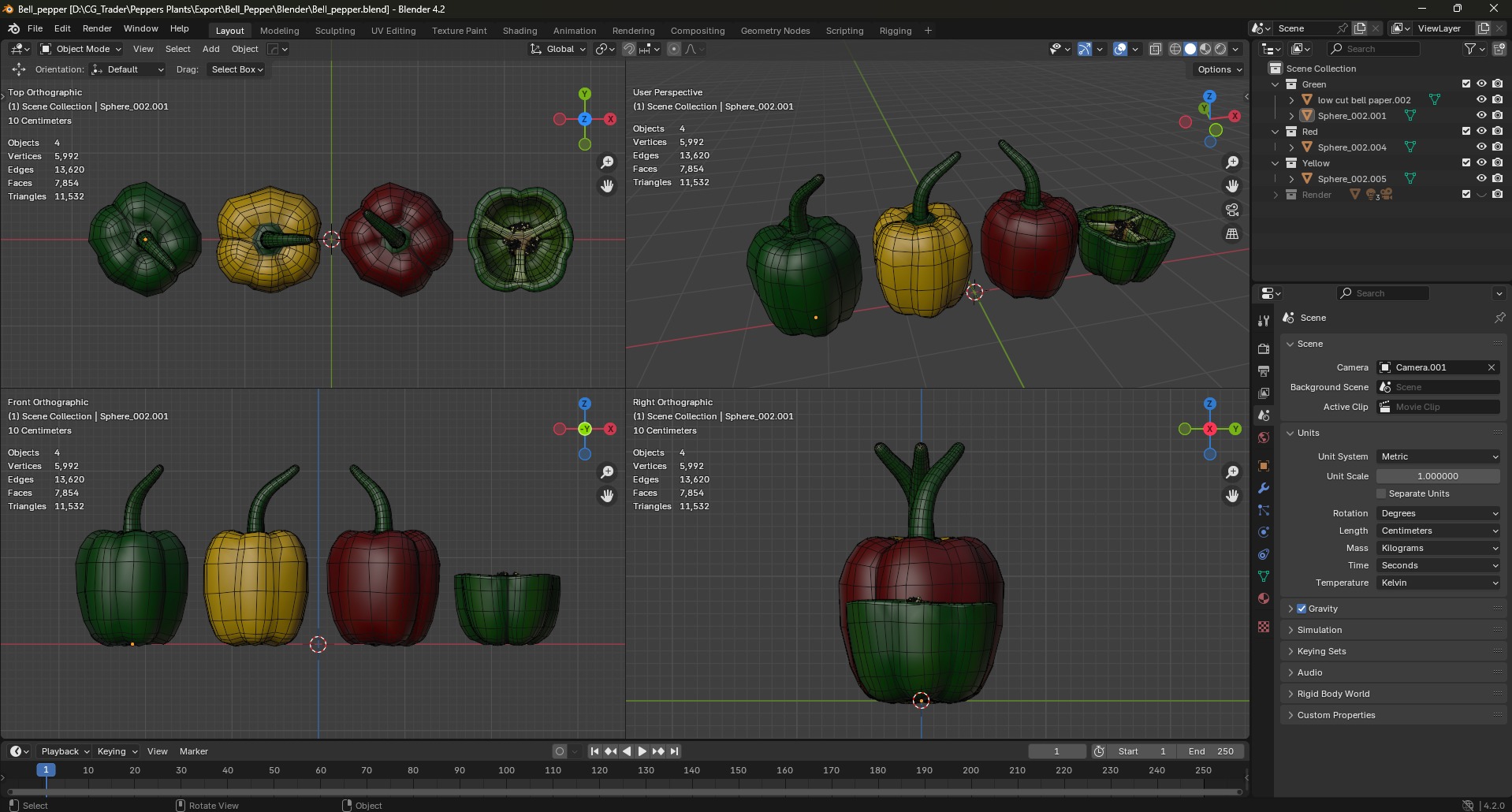 Bell Pepper Low Poly realistic 3d model for game Low-poly 3D model_13