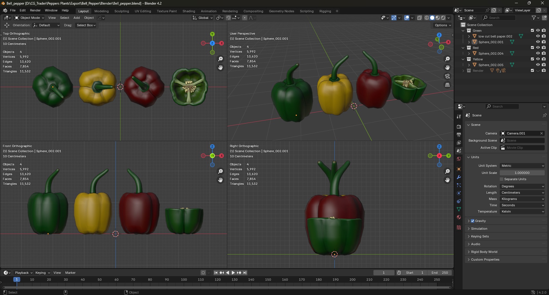Bell Pepper Low Poly realistic 3d model for game Low-poly 3D model_12