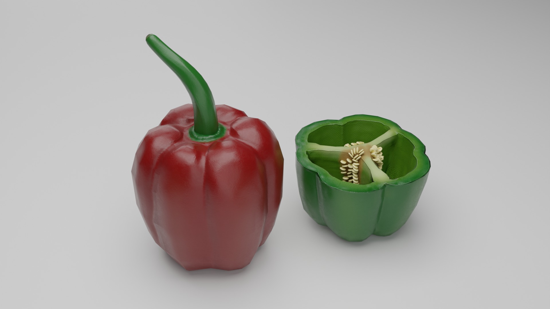 Bell Pepper Low Poly realistic 3d model for game Low-poly 3D model_10