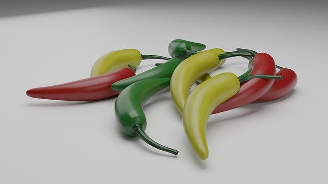 Serrano Pepper Low Poly realistic 3d model for game Low-poly 3D model 2