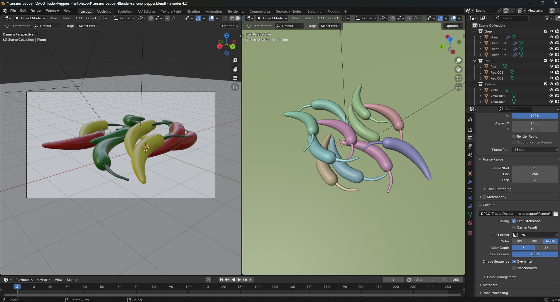 Serrano Pepper Low Poly realistic 3d model for game Low-poly 3D model_3