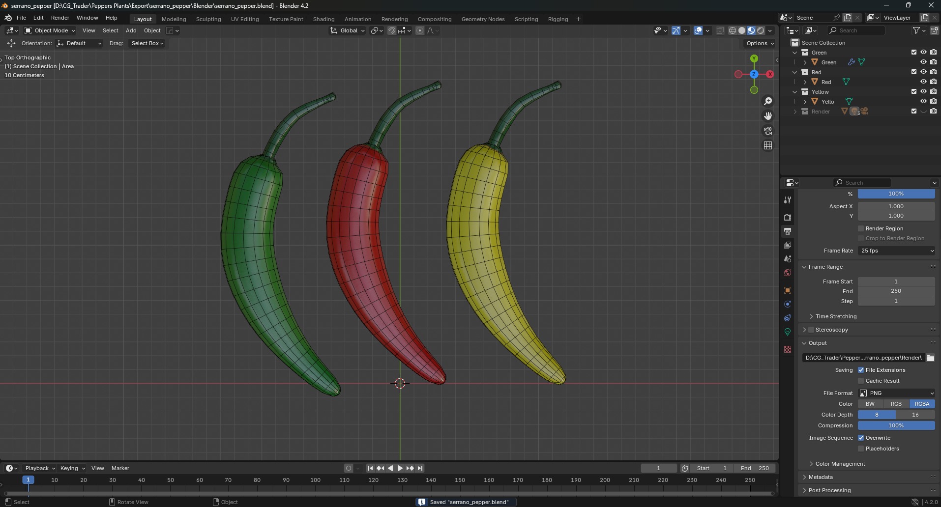 Serrano Pepper Low Poly realistic 3d model for game Low-poly 3D model_10