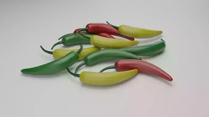Serrano Pepper Low Poly realistic 3d model for game Low-poly 3D model