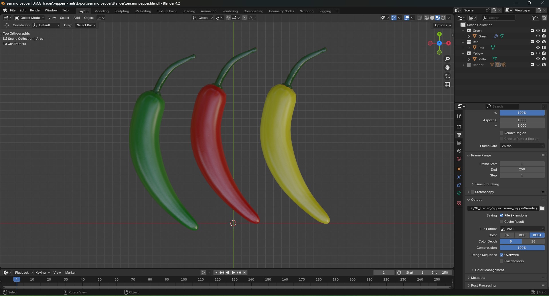 Serrano Pepper Low Poly realistic 3d model for game Low-poly 3D model_11