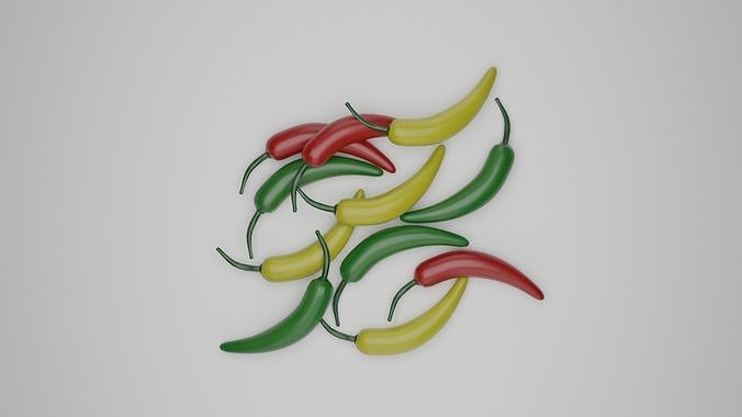 Serrano Pepper Low Poly realistic 3d model for game Low-poly 3D model 3