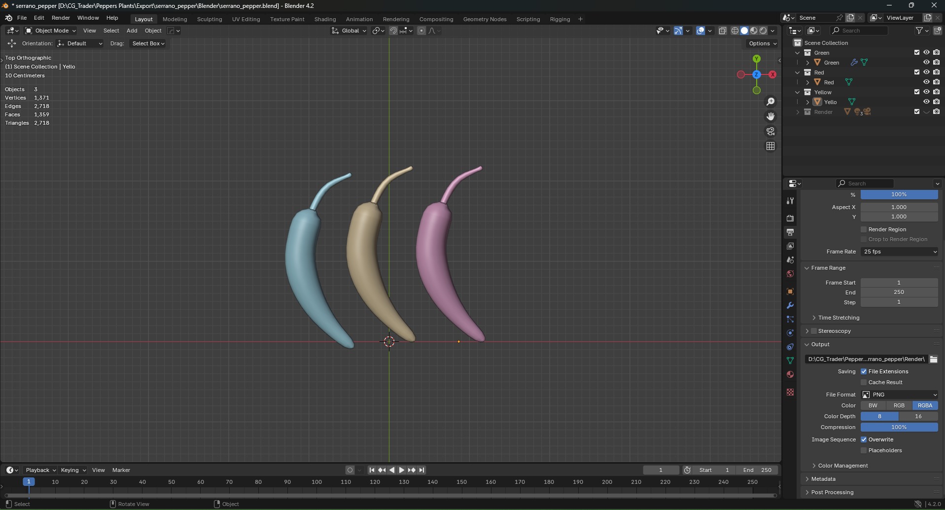 Serrano Pepper Low Poly realistic 3d model for game Low-poly 3D model_13