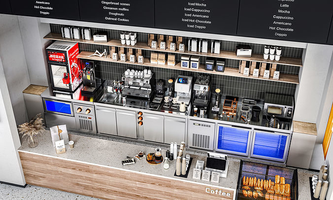 Coffee machine and coffee utensils 50 3D model