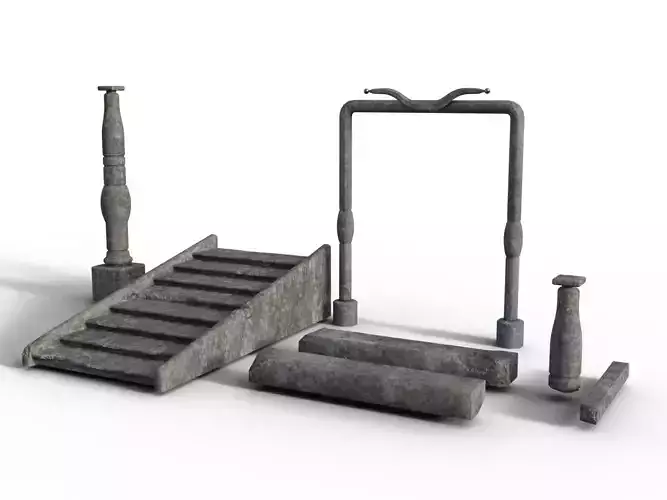 Cliff Rocks Castic pillars Columns Low-poly 3D model