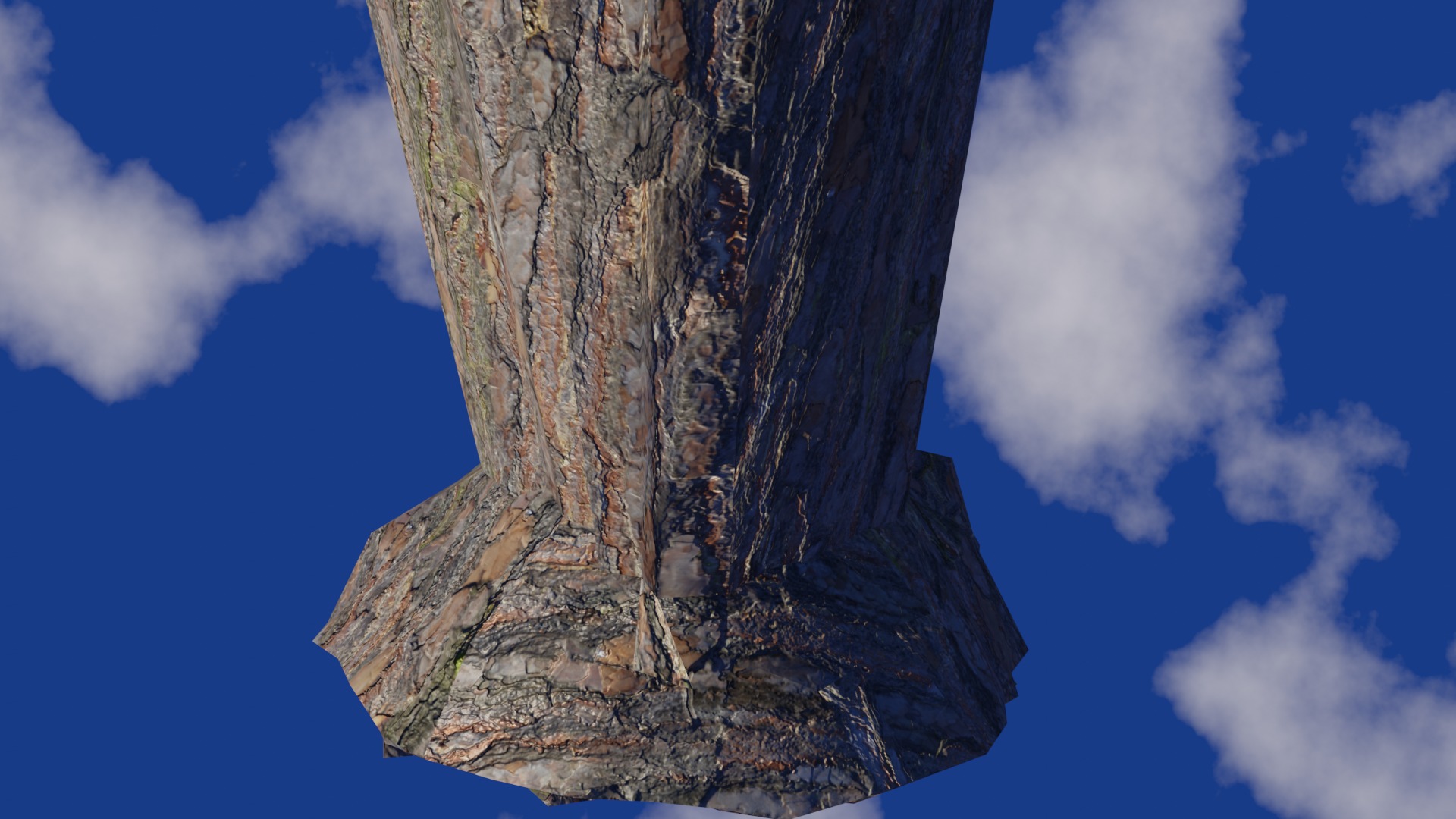 Vase in bark material and damaged shape Low-poly 3D model_10