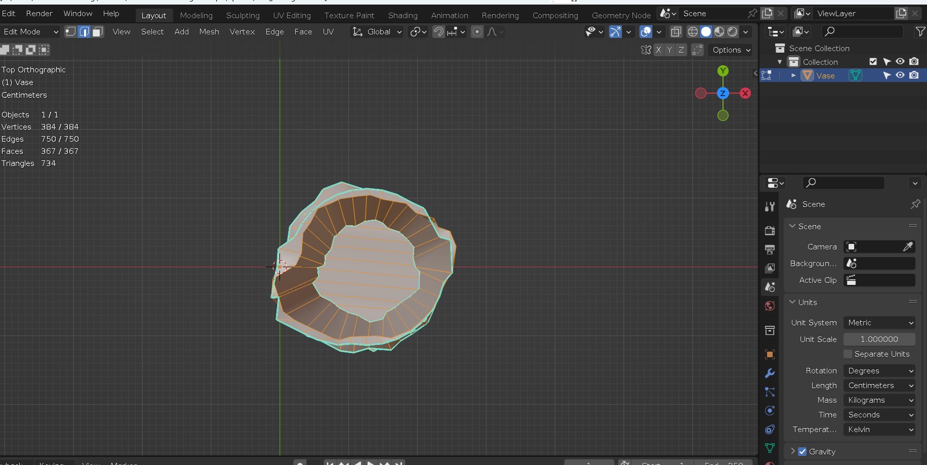 Vase in bark material and damaged shape Low-poly 3D model_22