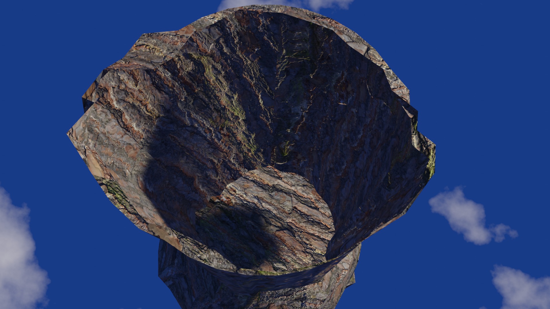 Vase in bark material and damaged shape Low-poly 3D model_8