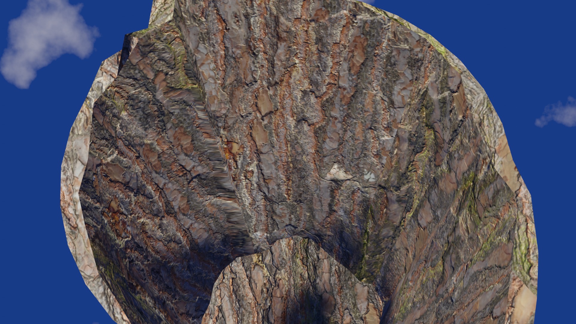 Vase in bark material and damaged shape Low-poly 3D model_4