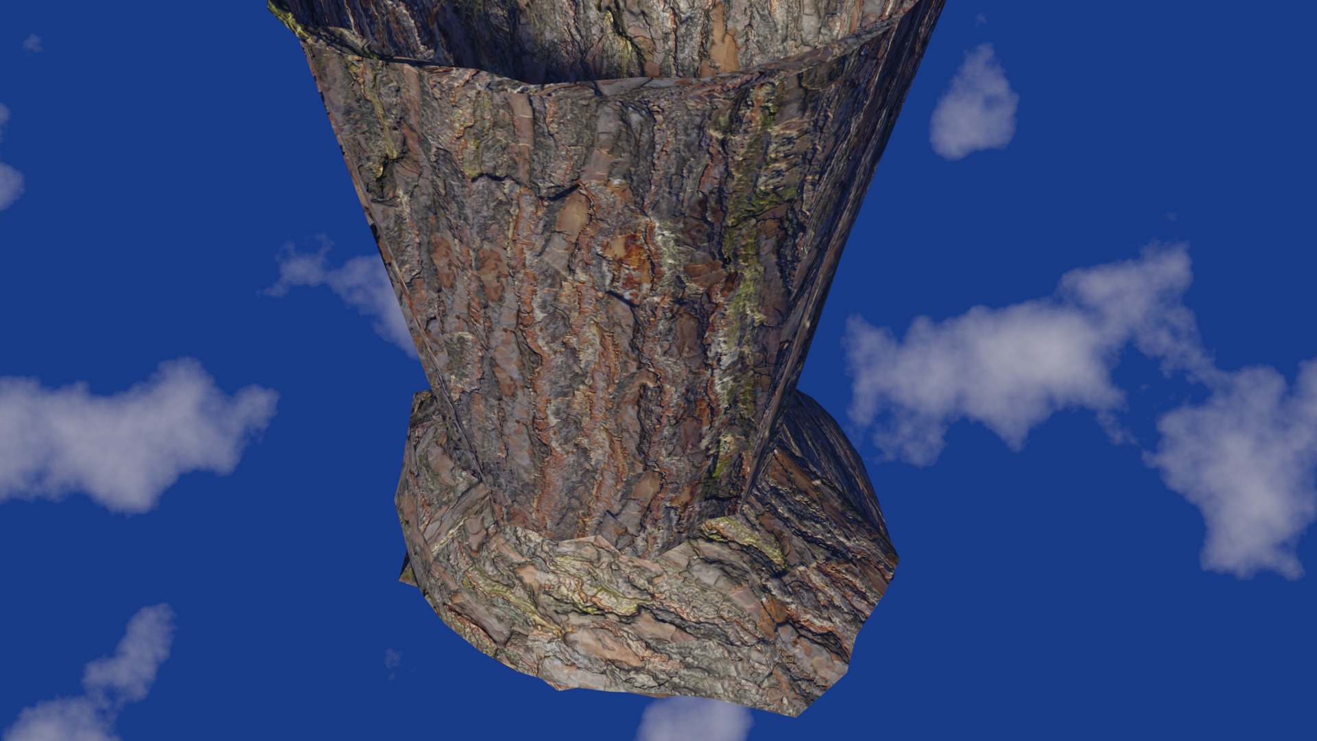 Vase in bark material and damaged shape Low-poly 3D model_9