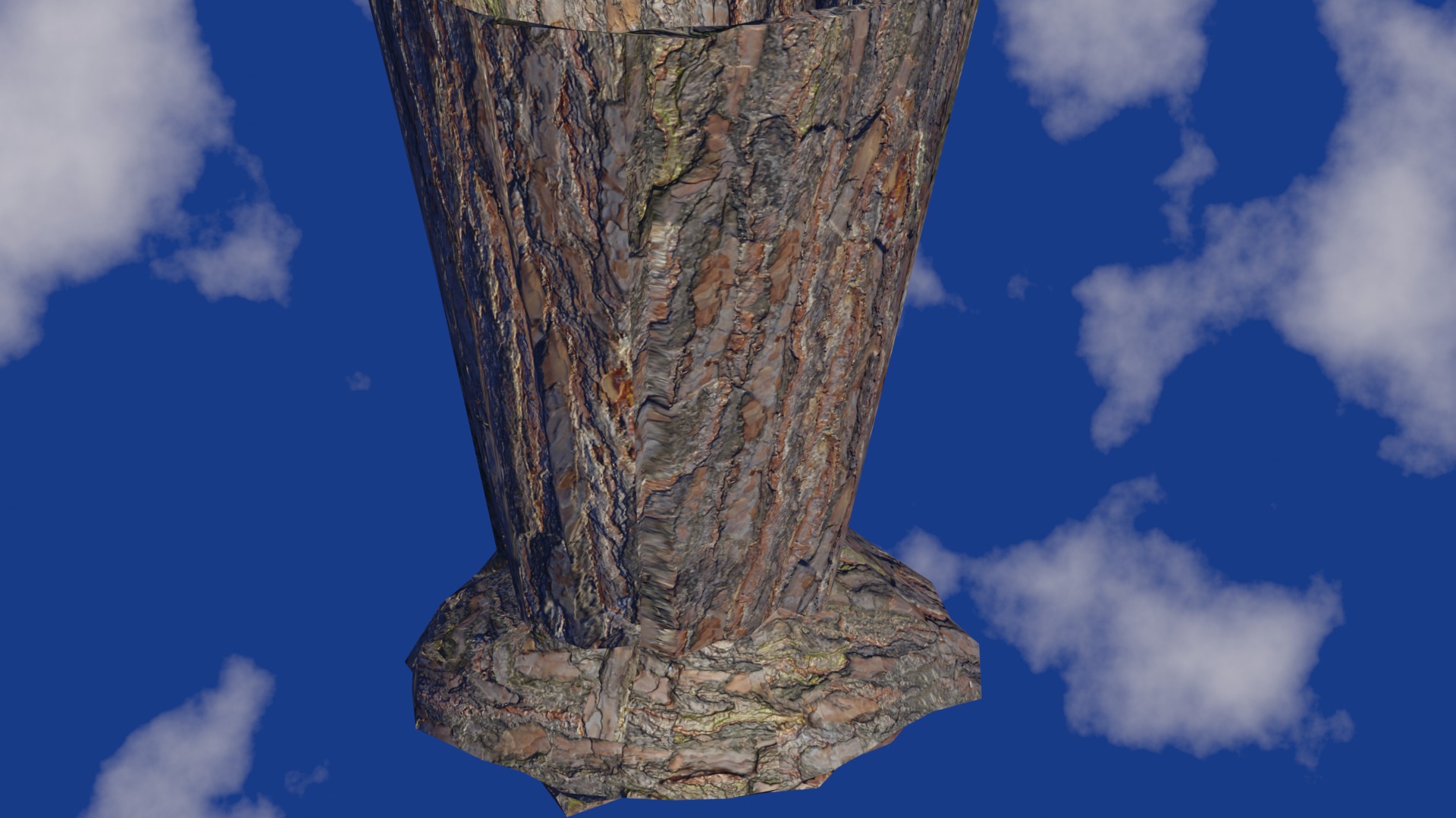 Vase in bark material and damaged shape Low-poly 3D model_7