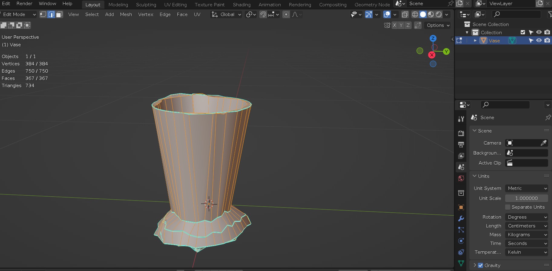 Vase in bark material and damaged shape Low-poly 3D model_21
