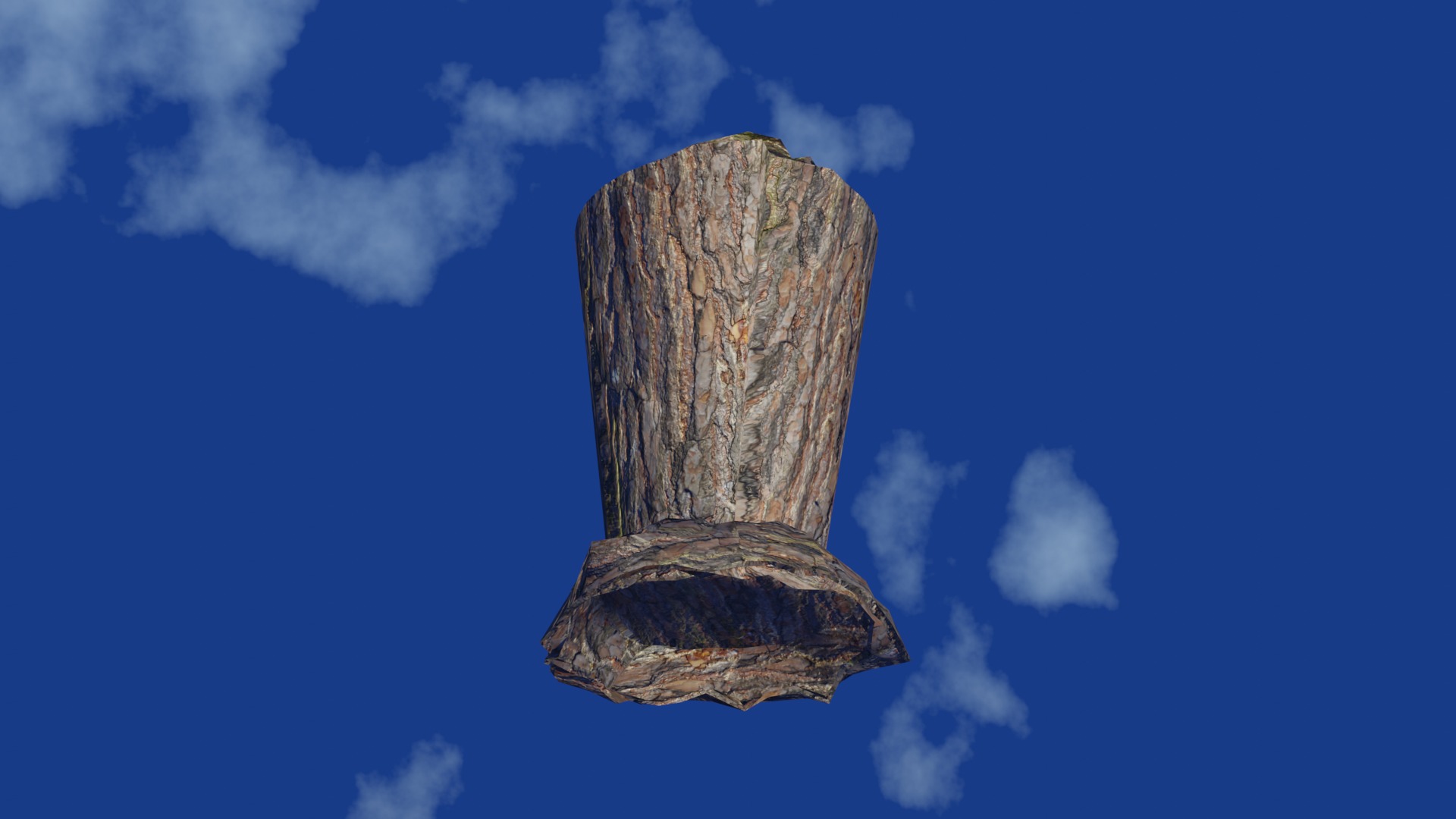 Vase in bark material and damaged shape Low-poly 3D model_6