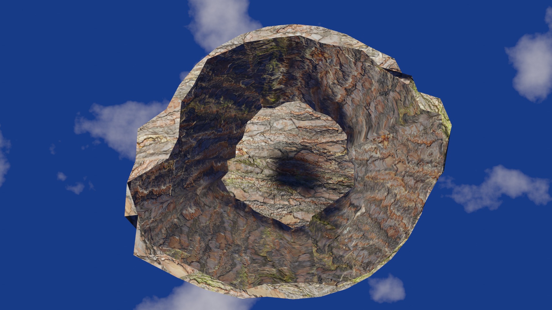 Vase in bark material and damaged shape Low-poly 3D model_3