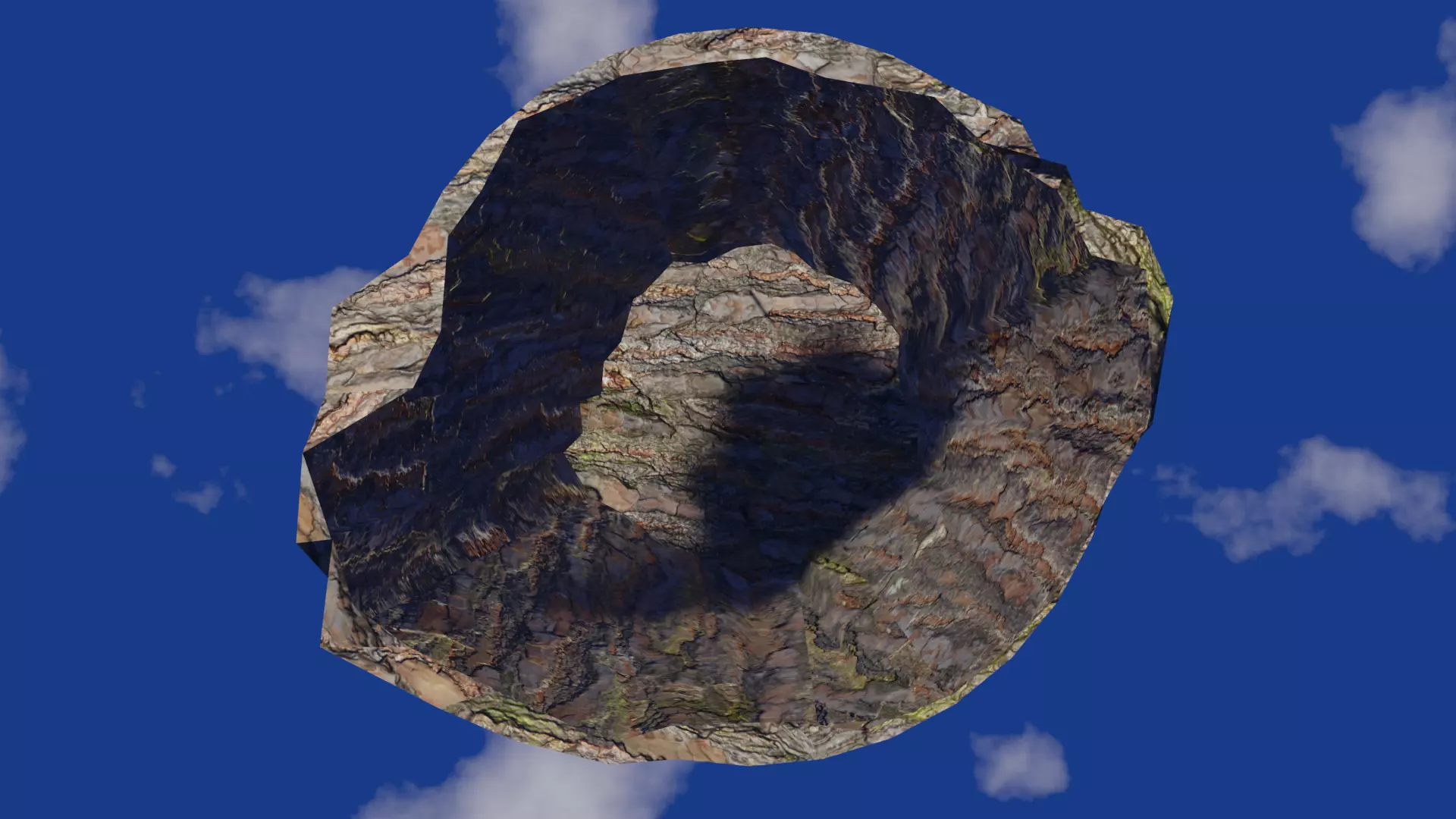 Vase in bark material and damaged shape Low-poly 3D model_0