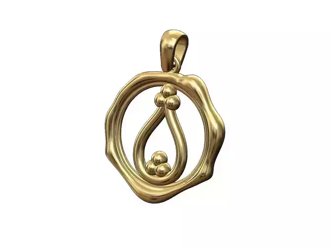 Bead crown wax seal pendant charm