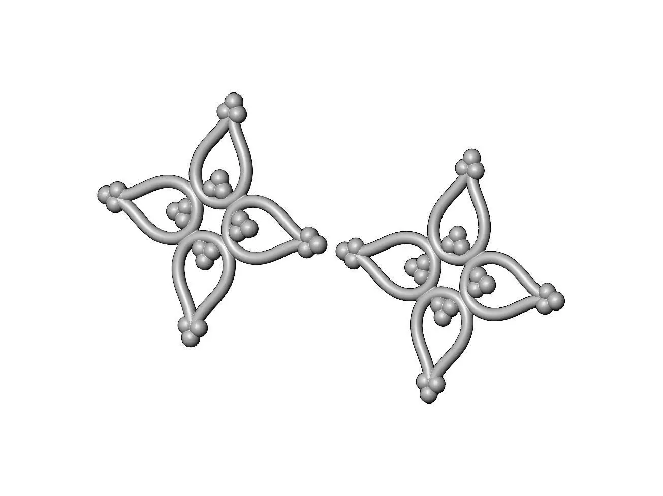 4 motif flower rosette bead crown onlay relief 3D print model