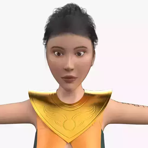 Semi-Realistic Warrior Girl Feng Huo Without RIG Low-poly 3D model